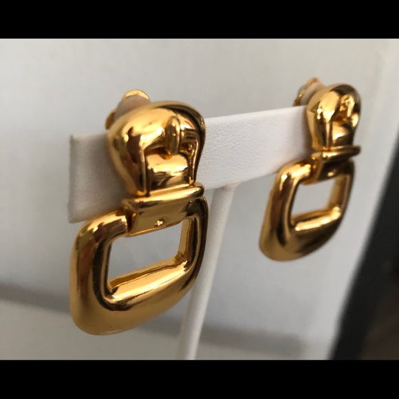Vintage Carolee Buckle Clip Earrings - Picture 3 of 5